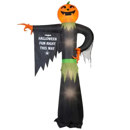 12ft. Airblown&reg; Inflatable Halloween Giant Pointing Pumpkin with Halloween Sign {1}