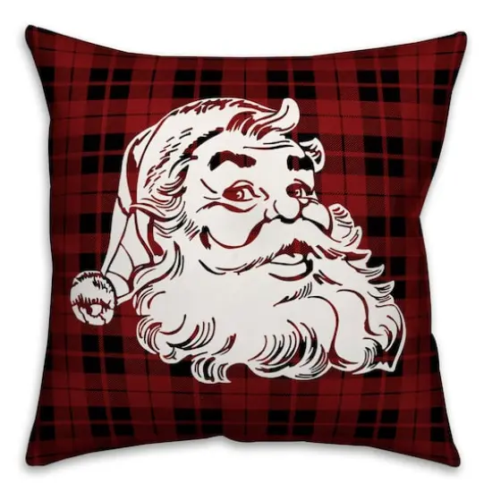 Plaid Santa Throw Pillow {1}