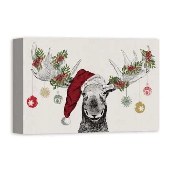 Christmas Moose Canvas Wall Art {3}