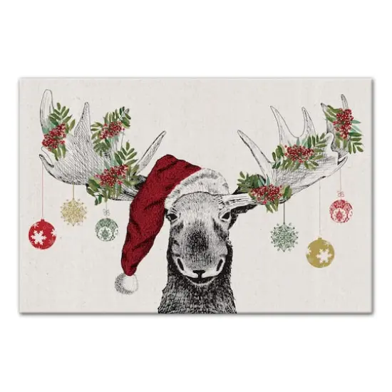 Christmas Moose Canvas Wall Art {1}