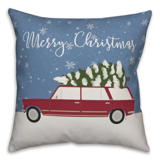 Designs Direct Merry Christmas Station Wagon 18x18 Throw Pillow {1}