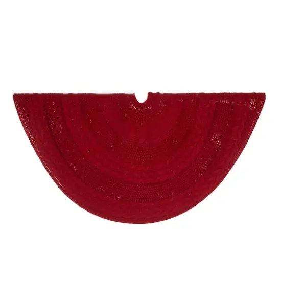 Glitzhome&reg; 52" Red Knited Acrylic Christmas Tree Skirt {7}