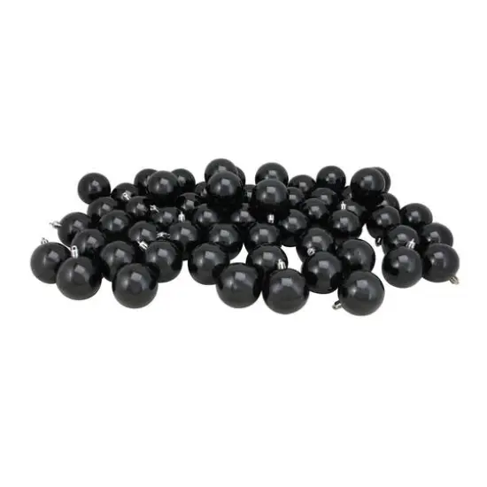 60ct Shiny Jet Black Shatterproof Ball Ornaments {1}