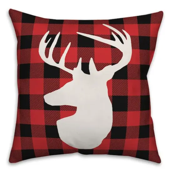 Designs Direct Deer Head Plaid 18x18 Throw Pillow {1}