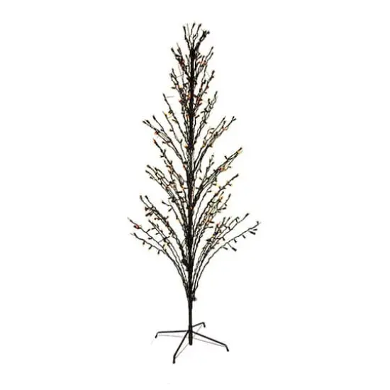 6ft. Cascade Twig Tree Outdoor Decoration, Orange LED Lights {1}