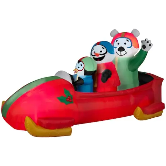 7ft. Airblown&reg; Inflatable Christmas Penguin with Snowman on Bobsled {1}