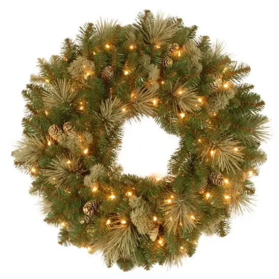 24" Carolina Pine Wreath with Warm White LED Lights {1}