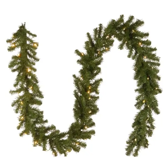 9' x 10" Pre-lit North Valley® Spruce Artificial Christmas Garland with 50 Battery Operated Dual LED Lights {1}