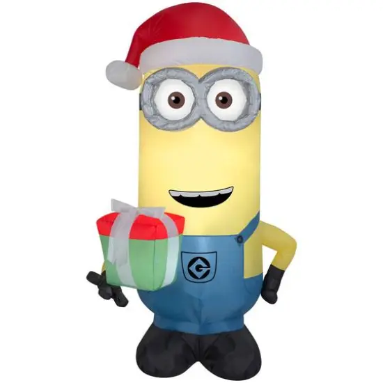 5ft. Airblown&reg; Inflatable Christmas Universal&copy; Minions&trade; Kevin with Present & Santa Hat {1}