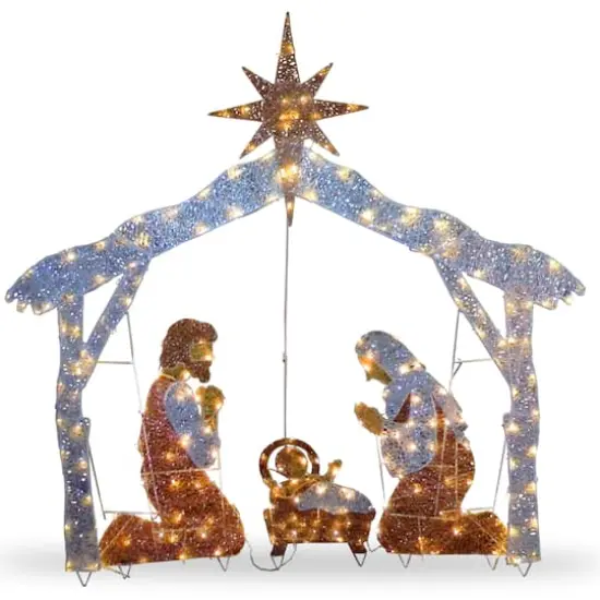 4.5ft. Crystal Splendor Nativity Set with 150 Mini Clear Lights {1}