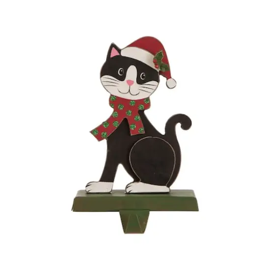 Glitzhome&reg; Wooden & Metal Cat Christmas Stocking Holder {1}