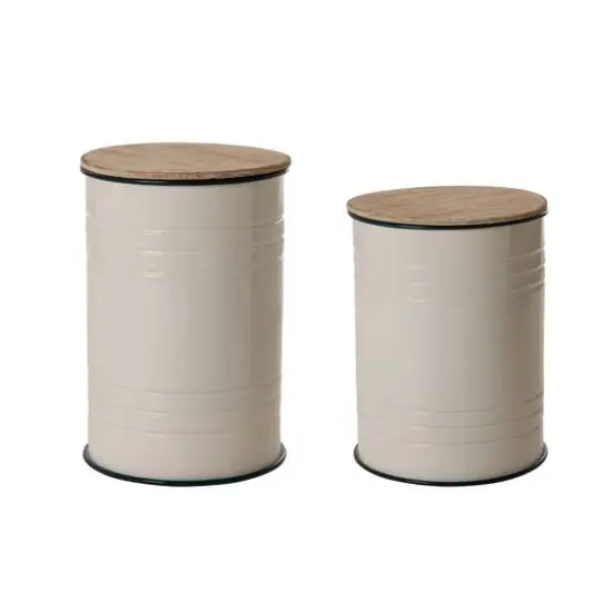 Glitzhome&reg; Farmhouse Metal Enamel Storage Stool Set {1}