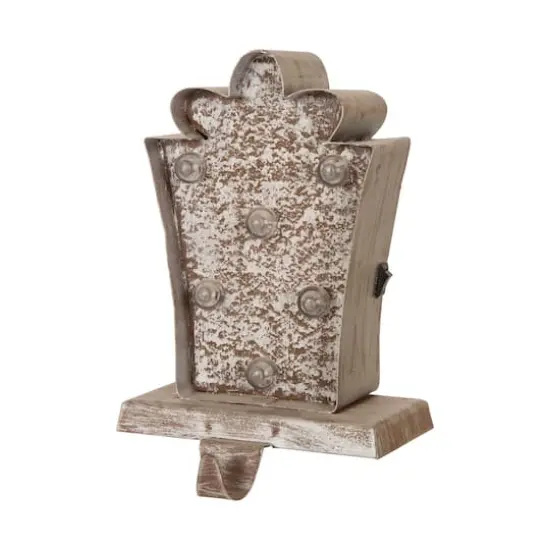 Glitzhome&reg; Christmas Marquee LED Gift Box Stocking Holder {7}