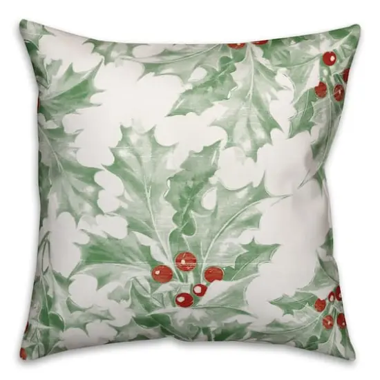 Holly Leaves Throw Pillow {1}