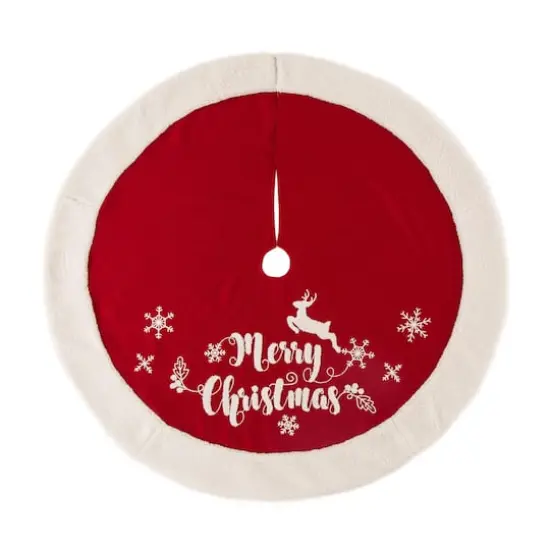 Glitzhome&reg; 48" Merry Christmas Fabric Christmas Tree Skirt {1}