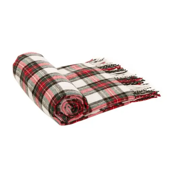 Glitzhome&reg; Red Plaid Woven Throw {8}