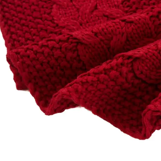Glitzhome&reg; 52" Red Knited Acrylic Christmas Tree Skirt {5}