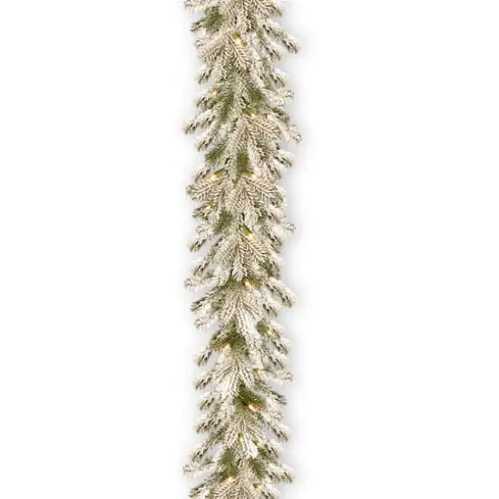 9ft. Pre-lit Feel Real&reg; Snowy Sheffield Spruce Artificial Christmas Garland with 70 Clear Lights {1}