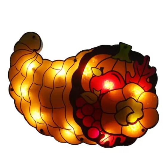 16" Lit Cornucopia Window Silhouette Decoration {1}