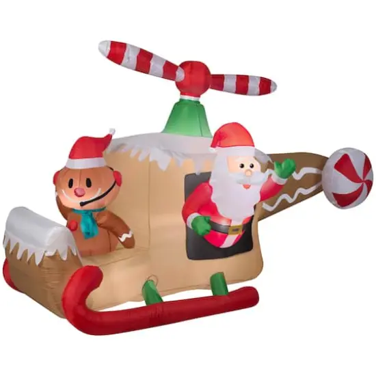 4.5ft. Airblown&reg; Inflatable Christmas Animated Gingerbread Helicopter {1}