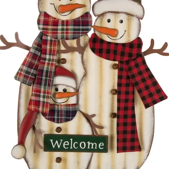 Glitzhome&reg; 30" Metal Christmas Snowman Family Yard Stake {8}