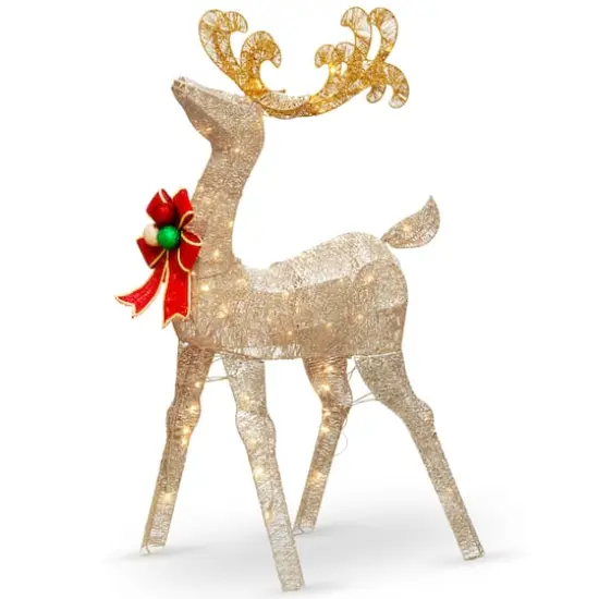 48" Crystal Splendor Reindeer Decoration, White LED Lights {1}