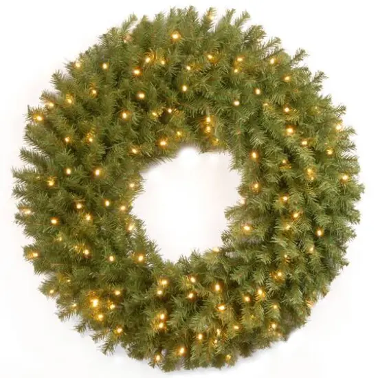 30" Norwood Fir Wreath with 100ct. Warm White Battery Operated LED Lights {1}