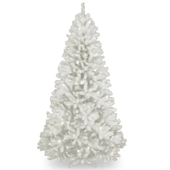 7ft. Pre-Lit North Valley&reg; White Spruce Artificial Christmas Tree with Clear Lights {1}