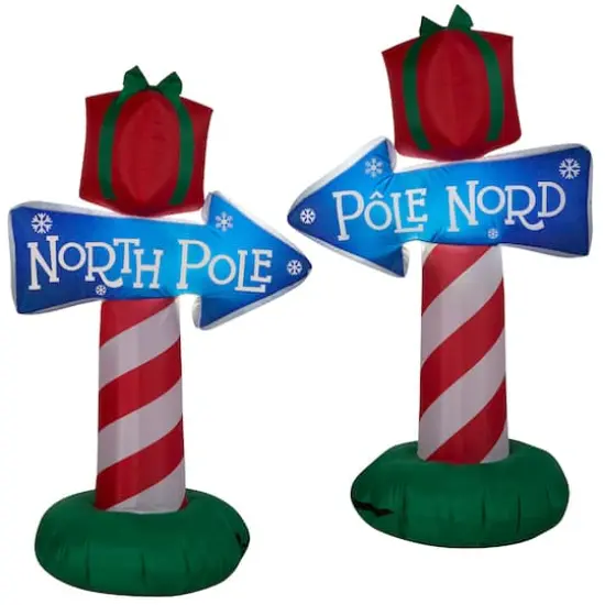 3.5ft. Airblown® Inflatable Christmas North Pole Whimsical Sign {1}