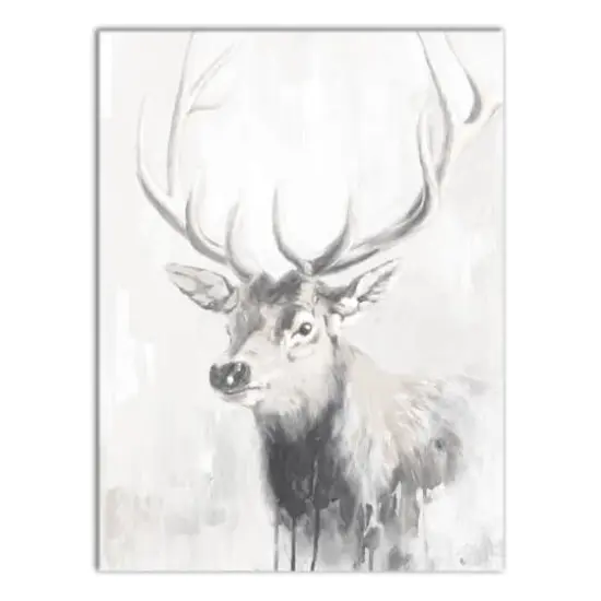 Winter Elk Canvas Wall Art {1}
