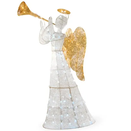 60" Crystal Angel Decoration, White LED Lights {1}
