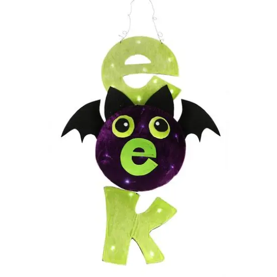 LED-Lighted Hanging Halloween "EEK" Spooky Bat {1}