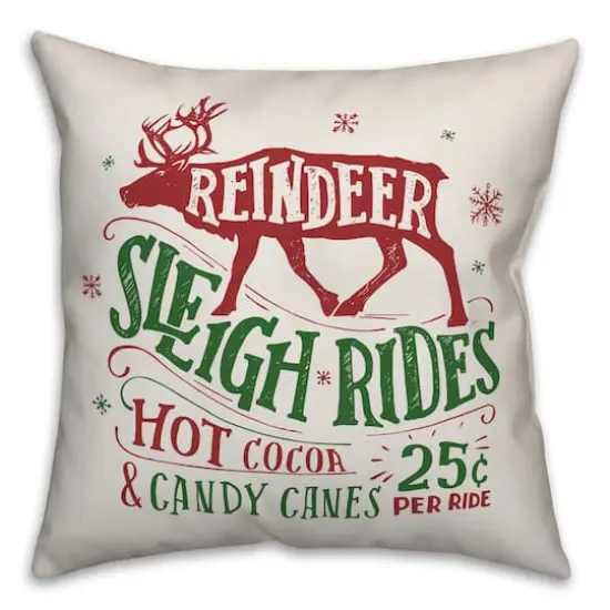 Designs Direct Reindeer Sleigh Rides 18x18 Throw Pillow {1}