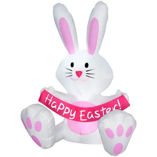 3ft. Airblown&reg; Inflatable White Happy Easter Bunny {1}