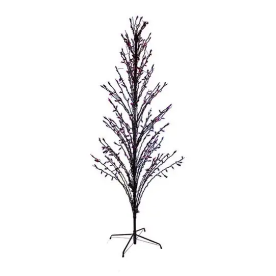 4ft. Cascade Twig Tree Outdoor Decoration, Purple LED Lights {1}