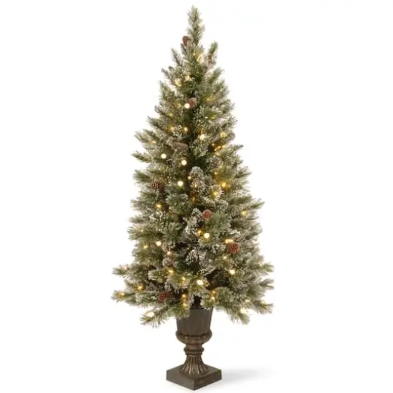 4ft. Pre-Lit Glittery Bristle&reg; Entrance Tree with Warm White LED Lights {1}