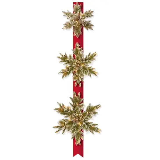 18", 22", & 26" Triple Snowflake Door D&eacute;cor Piece With Warm White Twinkle LED Lights {1}