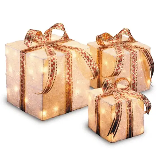 White Sisal Gift Box Set with Clear Lights {1}