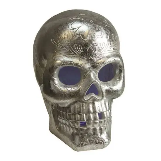 LED Lighted Metallic Halloween Day of the Dead Skull {1}