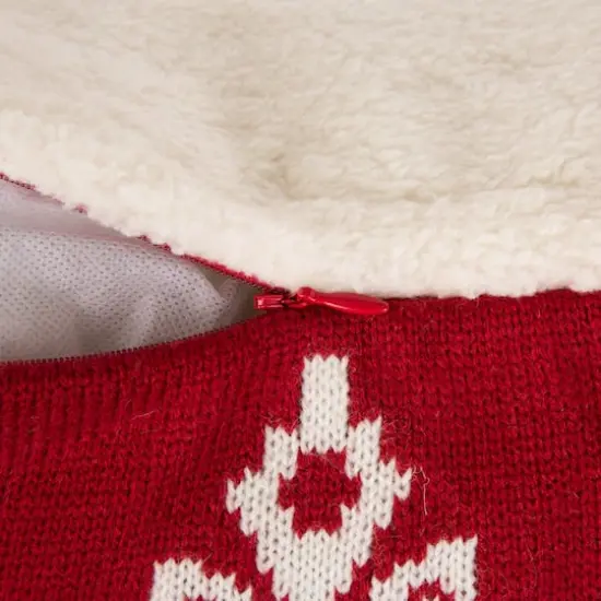 Glitzhome® 18" Knitted Snowflake Red Pillow Cover with Tassels {6}