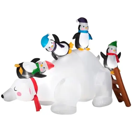 5ft. Airblown&reg; Inflatable Christmas Polar Bear & Penguins {1}