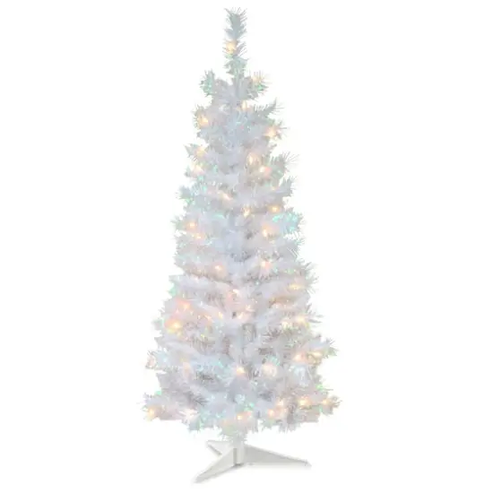 4ft. Pre-Lit White Iridescent Tinsel Artificial Christmas Tree, Clear Lights {1}