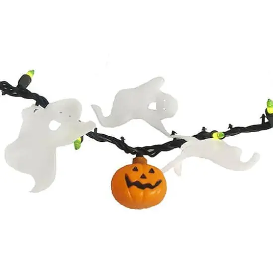50ct. Opaque Green Mini Pumpkins & Ghosts Incandescent String Lights {1}