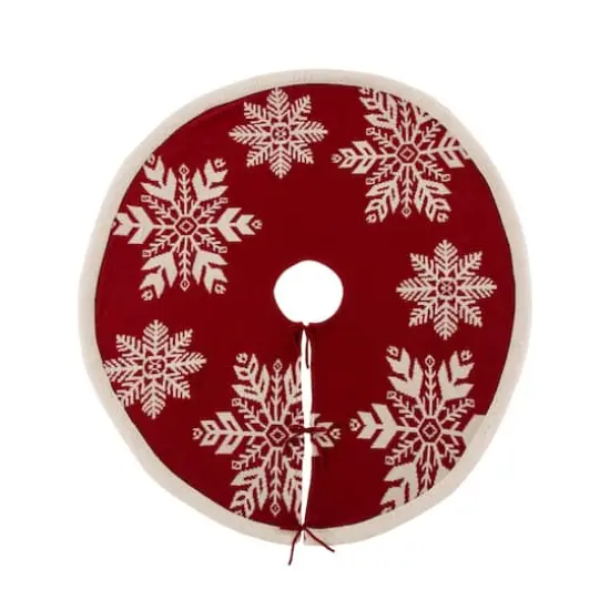 Glitzhome&reg; 48" Snowflake Knited Acrylic Christmas Tree Skirt {1}