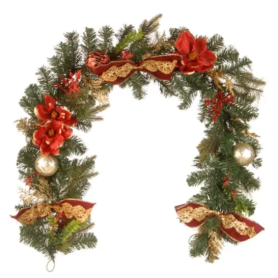 6'x12" Unlit Decorative Artificial Christmas Garland with Ornaments & Bows {1}