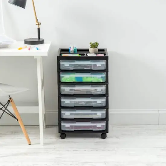 Iris&reg; 6 Case Black Rolling Scrapbook Cart {3}