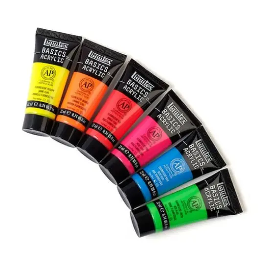 Liquitex&reg; BASICS&trade; Fluorescent 6 Color Acrylic Paint Set {1}