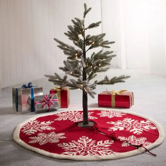 Glitzhome&reg; 48" Snowflake Knited Acrylic Christmas Tree Skirt {7}