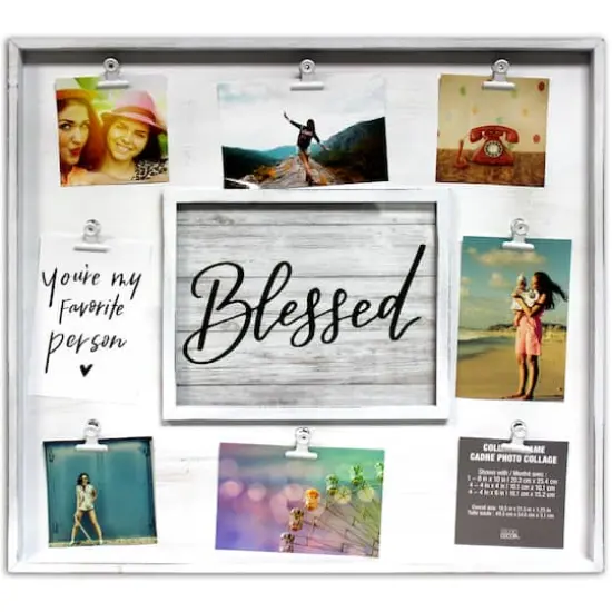 9 Opening 19.5" x 21.5" White Rustic Collage Frame with Clips by Studio D&eacute;cor&reg; {1}
