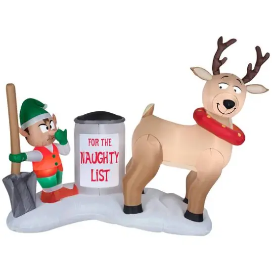 5ft. Airblown&reg; Inflatable Christmas Reindeer Clean Up Scene {1}